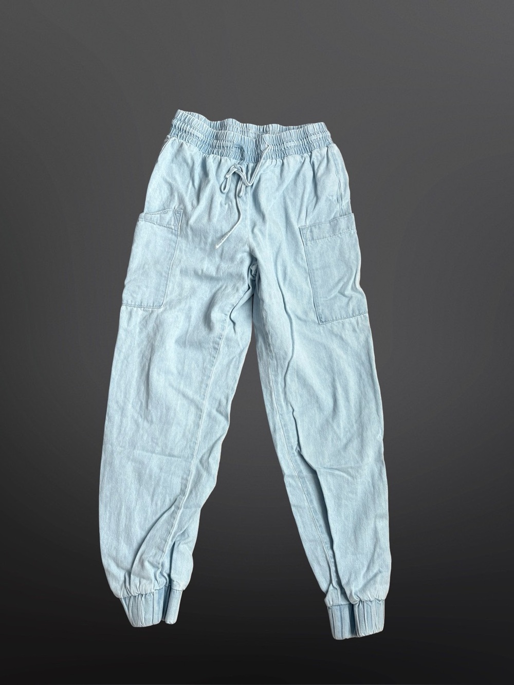 Woman’s Indigo Ro Light Blue Cargo Jogger Pants Size Medium